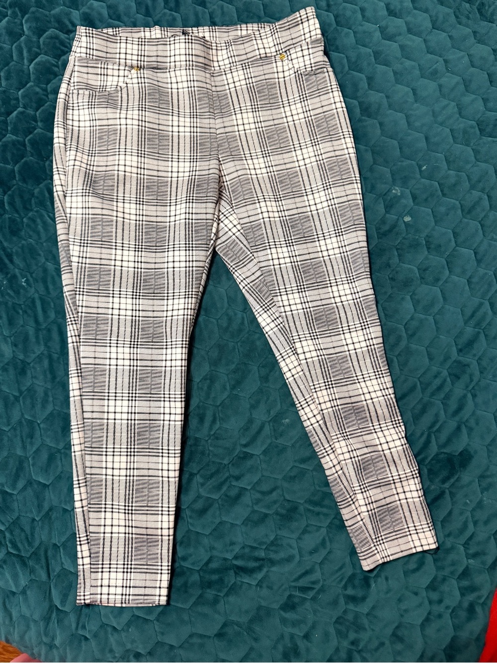 NYCC Women’s Petite Large Black White Plaid Capri  Pants Checkered 90’s 2000